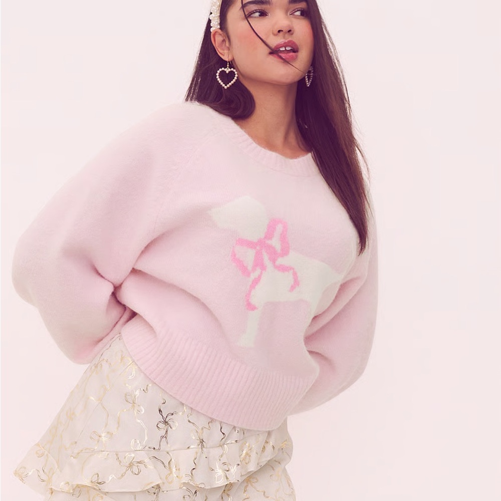 Loveshackfancy x PINK Light Pink Poodle Graphic Crewneck Sweater XXS